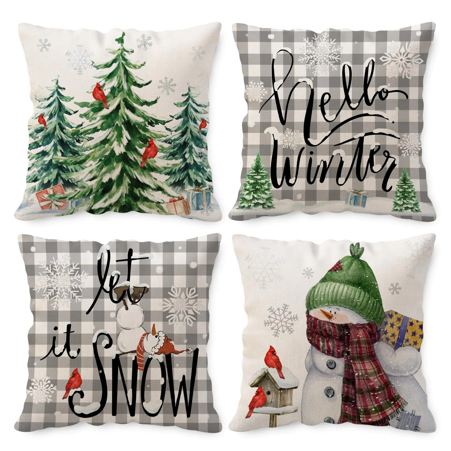 Winter Pillow Covers 16x16 Set of 4