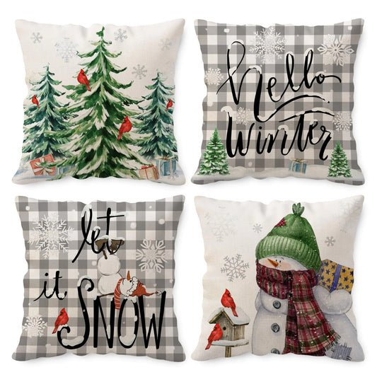 Winter Pillow Covers 16x16 Set of 4