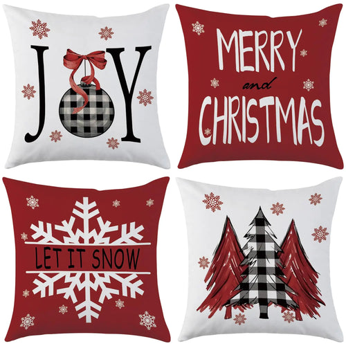 Red Throw Pillow Covers 20 x 20 Inch Set of 4